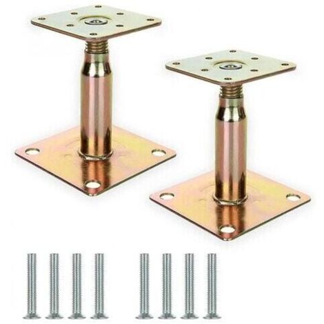 Confezione da 2 Staffe per pali rialzati zincate regolabili 100-150 mm, montaggio su tetto per impieghi gravosi per edilizia (1/4)