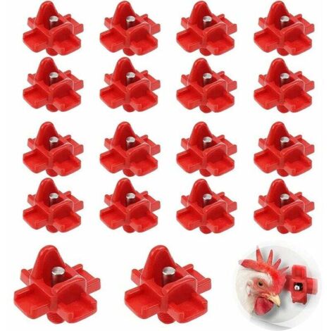 18 Abbeveratoi automatici per polli, Tettarella per pollame, Abbeveratoio per polli, Nuova fontanella per polli, Pollame rosso, Adatto a polli, anatre, pollame (1) (1/5)