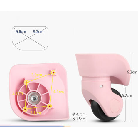 Coppia di ruote di ricambio universali resistenti per valigie in gomma multidirezionale silenziosa per ruote di ricambio e riparazione di valigie (2 pezzi) piccole rosa