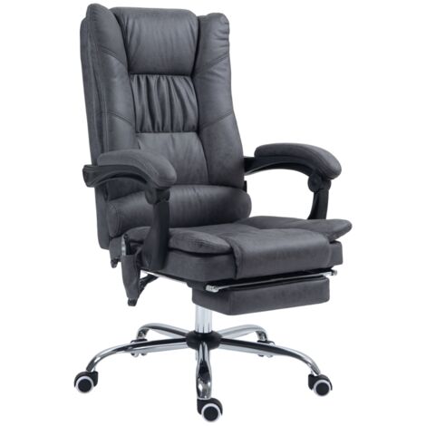 Sillón de masaje con calefacción, inclinable 135°, altura regulable, hasta 120 kg, ergonómico, gris oscuro. (1/5)