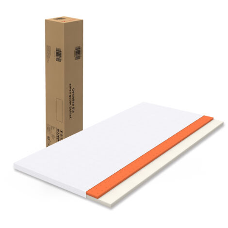 Colchón Comfort 120 × 200 cm, H3, firmeza media, certificado OEKO-TEX, lavable, 5 cm de alto, espuma naranja, funda blanca (1/5)