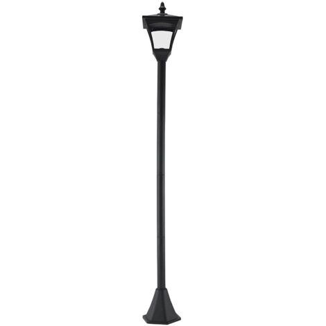 Farol solar, farol de jardín, iluminación de camino con LED, 10 lúmenes, negro, 15x15x120 cm (1/5)