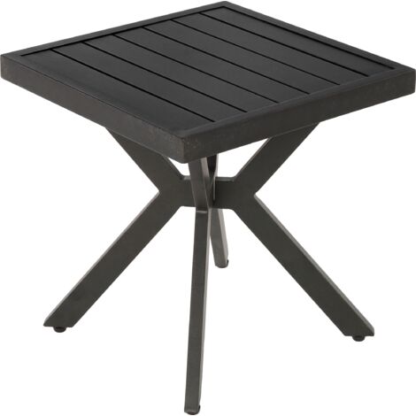 Mesa auxiliar cuadrada de aluminio para uso exterior, patio y piscina, resistente a la intemperie, fácil de limpiar, marrón oscuro