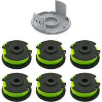 Rocchetto di ricambio per spazzola Ryobi RAC142 36 V, accessorio per tosaerba, rocchetto di ricambio per tosaerba, per spazzole radio RLT36B33 e RY36LT33A-0 (6 rocchetti + 1 tappo)