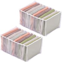 Confezione da 2 organizer in tessuto pieghevole, organizer per cassetti pieghevole, scatola portaoggetti a 9 scomparti per jeans, magliette, jeans, camicie, leggings, bianco, 32x25x17 cm