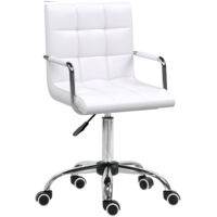 Silla de oficina regulable en altura 84-99 cm, silla giratoria ergonómica, silla ejecutiva para oficina y home office, PU blanco