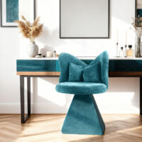 Sillón de tocador con respaldo de mariposa, sillón giratorio decorativo, taburete de maquillaje y silla de comedor, adecuado para dormitorios, salas de estar, estudios y áreas de ocio, azul