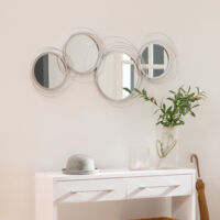 Juego de 3 espejos de pared para decoración, espejos redondos de metal para salón, dormitorio o pasillo, color plata
