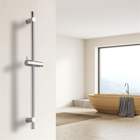 DETBOM Edelstahl Duschstange 70cm Brausestange mit Duschkopfhalterung 360° Drehbar und Verstellbar Duschstangen Chrom
