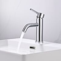 Badarmatur Einhebelmischer Waschtisch Waschtischmischer Warm- und Kaltwasser Einstellbar Armatur Chrom Elegant aus Edelstahl