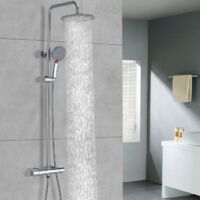 DETBOM Colonna Doccia Termostatica Cromata Kit Doccia tondo Regolabile in Altezza Sistema Doccia in Acciaio Inox