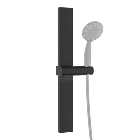 DETBOM Barra de Ducha sin Necesidad de Taladrar Barra de Ducha Adhesiva con Soporte para Cabezal de Ducha Barra de Ducha Ajustable a 120° Color Negro