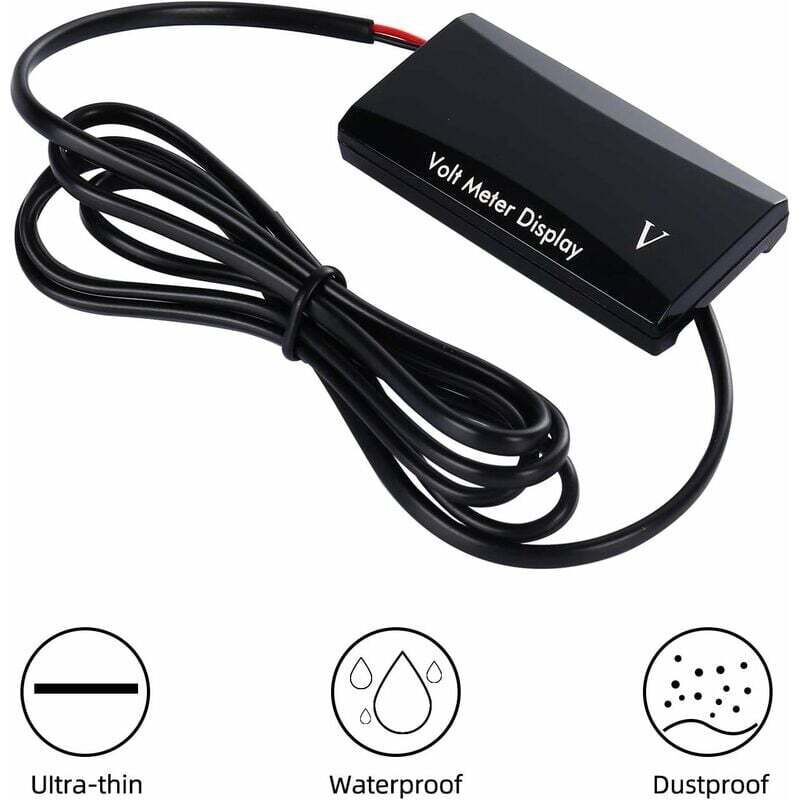 Voltmetro Digitale Auto 3 In 1 Con Termometro E Caricatore USB 12/24V - Display LED Rosso/Blu