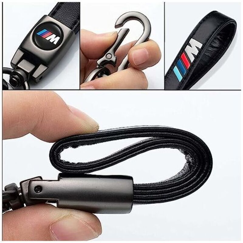 Portachiavi In Pelle Per Auto BMW – Con Porta Carte NFC, Girevole 360°, Elegante E Pratico, Ideale Regalo Per Appassionati