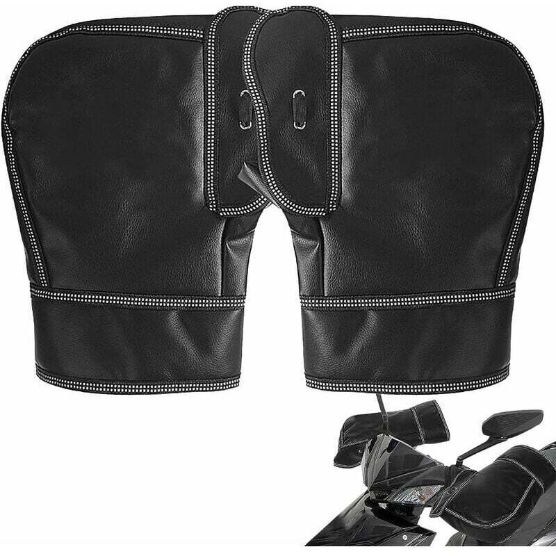 Coprimanubrio Per Moto Invernali - Guanti Per Manubrio Antivento E Impermeabili Con Strisce Riflettenti (Tessuto Oxford, Taglie 24/16 Cm)