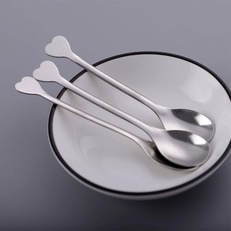 Set 10 Mini Cucchiaini Da Dessert In Acciaio Inox, Manico A Cuore, 11,5 Cm, Per Caffè, Tè E Antipasti, Lavabili In Lavastoviglie - 4