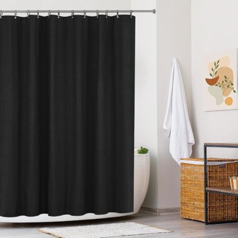 Decorazione Bagno Moderna Tenda Da Doccia A Righe Bianco E Nero Con Nappe - 180x180 Cm, Poliestere Impermeabile, 12 Ganci Inclusi Tenda Stile Moderno