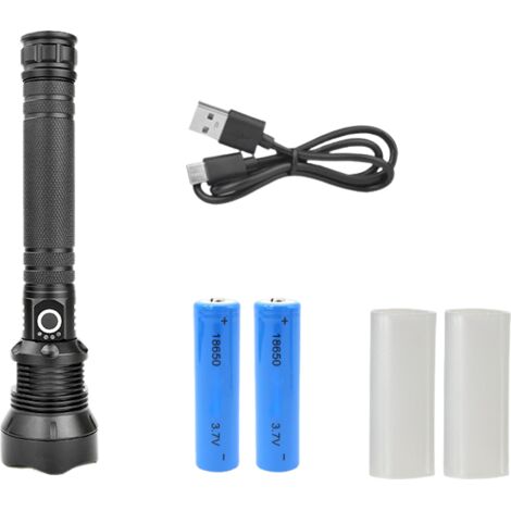 Torcia LED Torcia Ricaricabile USB IPX6 Impermeabile Super Bright 90000 Lumen Torcia telescopica Zoom con 3 modalità per l'escursionismo Camping attività all'aperto (Torcia Xhp50 + 18650 + cavo USB Torcia LED Torcia Ricaricabile USB IPX6 Impermeabile Super Bright 90000 Lumen Torcia telescopica Zoom con 3 modalità per l'escursionismo Camping attività all'aperto (Torcia Xhp50 + 18650 + cavo USB