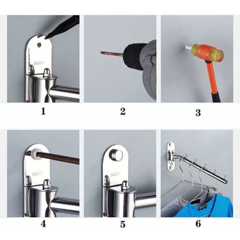 Asta Armadio Appendiabiti Tubo Barra Guardaroba Asta Porta Abiti Nera Per Armadio, Asta Appendiabiti Silenziosa Antiscivolo Montata A Parete, Utilizzato In Cabine Armadio, Boutique, Lavanderia E Fango