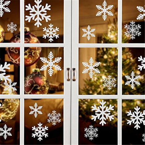 9 Adesivi Natalizi Per Finestre Effetto 3D | Fiocchi Di Neve Double Face, PVC Statico, Riutilizzabili, Decorazioni Feste - 2