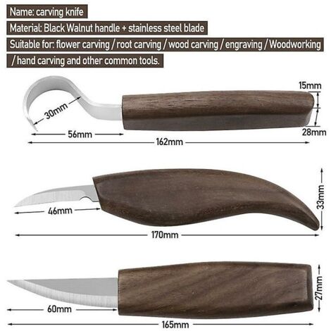 Set di scalpelli per Legno da 3 Pezzi Scalpelli per Legno Professionali, Set di Strumenti per Intaglio (sgorbia per Apertura Esterna 12 mm, 18 mm e 24 mm