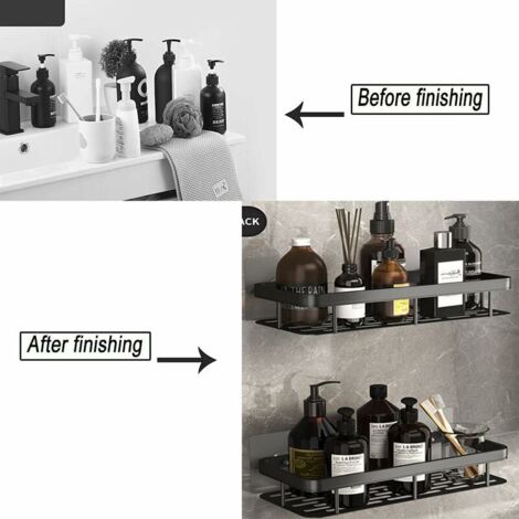 Bleikoya Mensola Doccia 2 Ripiani In Alluminio Nero - Organizer Da Bagno Da Appendere Senza Fori - 5