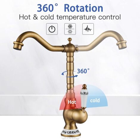 HEYMYTAP Rubinetto Lavabo Bagno In Ottone Cromato: Monocomando A 1 O 3 Fori Con Scarico Pop-Up, Tubi Preinstallati, Diametro 4'' - 3