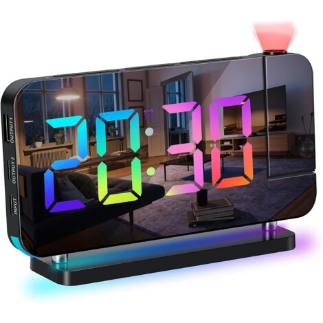 Sveglia Digitale ThreeH A Specchio Con LED - Orologio Da Scrivania Con Temperatura, Snooze, Luminosità Regolabile, Alimentazione USB/Batteria, Bianco - 3