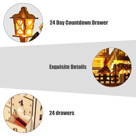Calendario dell'Avvento 34x8x35 cm Casetta in Legno con Luci – acquista su Giordano Shop
