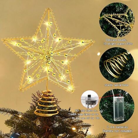 Puntale Per Albero Di Natale A Forma Di Stella, Stella Brillante A 5 Punte, Decorazione D'interni Per Feste | Leroy Merlin