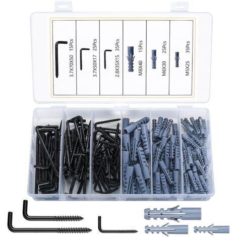 Dnyta 8 Ganci Da Soffitto In Acciaio Inox Nero - Grandi, Portata 50kg Cad. - Per Altalene, Piante, Amache, Lampadari - Viti Incluse