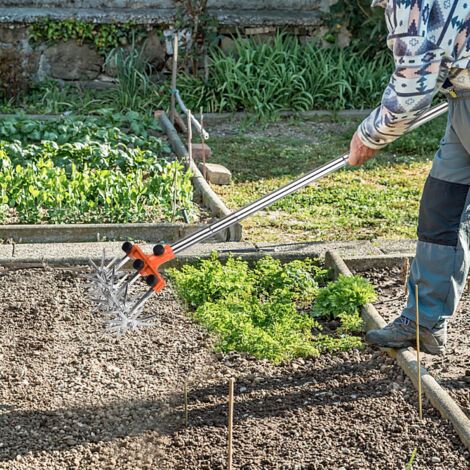 Rastrello da giardino durevole con 17 denti e manico in acciaio regolabile, attrezzi da giardino, durevole con manico in acciaio regolabile, strumento robusto per allentare