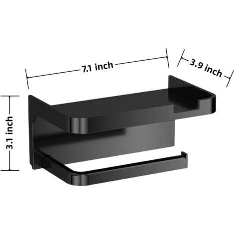 Porta Carta Igienica Con Ripiano In Legno Noce - Supporto Per 1 Rotolo Con Superficie Scanalata - Design Minimal - 3