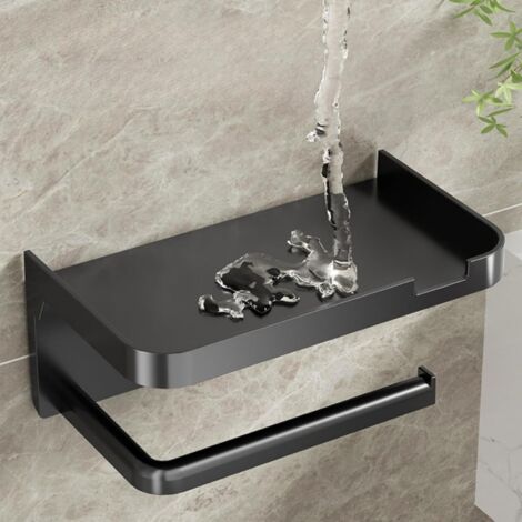 Mensola Da Bagno Con Due Ganci Universali, Porta Rotolo Di Carta Igienica E Porta Asciugamano. Moderno - Foto 6