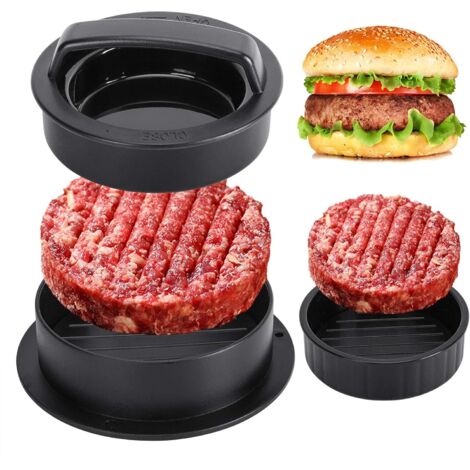 NIHUIFDPY Pressa per hamburger doppia 2 in 1 in lega di alluminio pressa per hamburger con manico in legno antiaderente doppio stampo per hamburger per cucina griglia barbecue