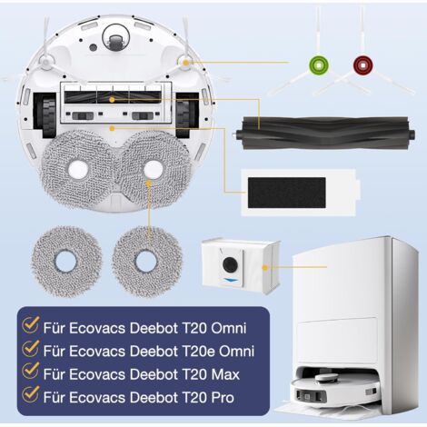 Wiseten Lot de 16 accessoires pour aspirateur Ecovacs Deebot T20 Oni