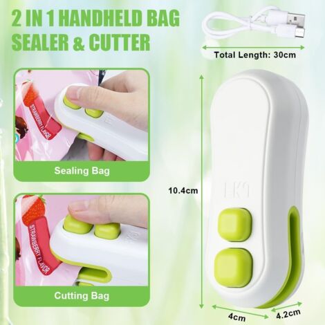 Mini Selladora De Bolsas 2 En 1 - Recargable Por USB, También Corta, Con 3 Modos De Sellado, Portátil Y Segura