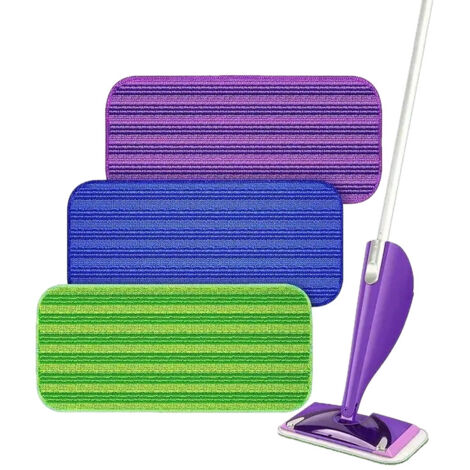 KEEPOW 2 Panni Lavabili in Microfibra per Swiffer Lavapavimenti, Riutilizzabili per Swiffer Scopa, Ideale per Pulizia Secca e Bagnata, Set di Prova