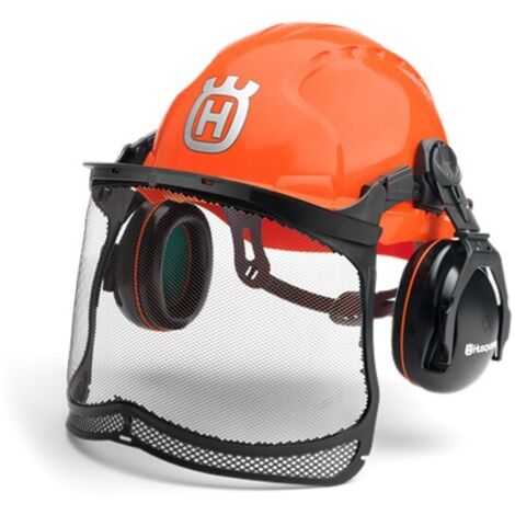 Husqvarna – Casque de protection auditive SNR 27 dB – Visière grillagée norme EN 1731 – Polyéthylène haute densité – Ajustement parfait