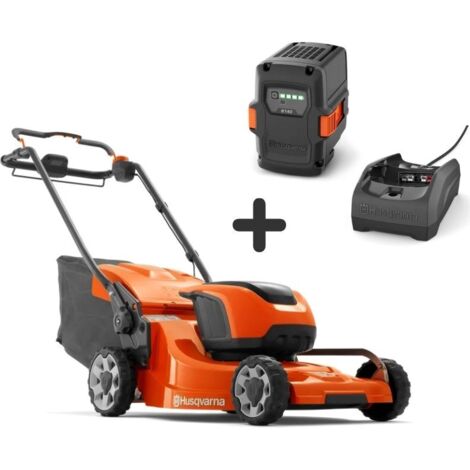 Husqvarna – Tondeuse à batterie 47cm – Moteur Brushless 750W – Tondeuse tractée avec 2 batteries 40-B140 – Bac 55L – Hauteur de coupe 25 à 75mm (1/5)