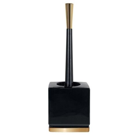 Spirella – Brosse WC avec support en céramique noir et or – Dimensions 13x10,5x38 cm – Facile à nettoyer – Design élégant pour salle de bain (1/2)