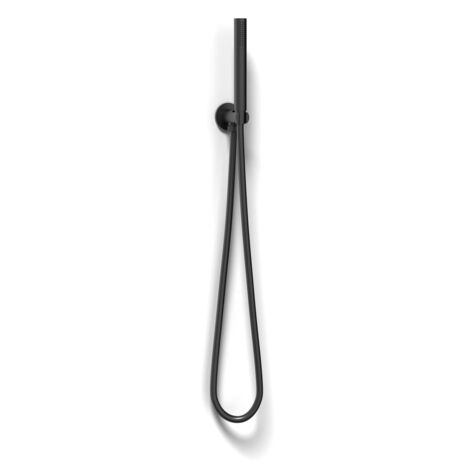 Kit douchette design rond et support avec raccord d'eau noir mat (1/2)