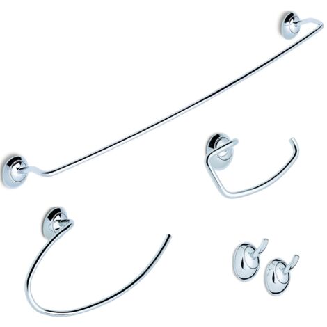 Ensemble Salle De Bain 4 Pièces Flybath - Porte-serviettes, Porte-rouleau, Crochet Et Anneau En Laiton Bronze Brossé - 57 Cm