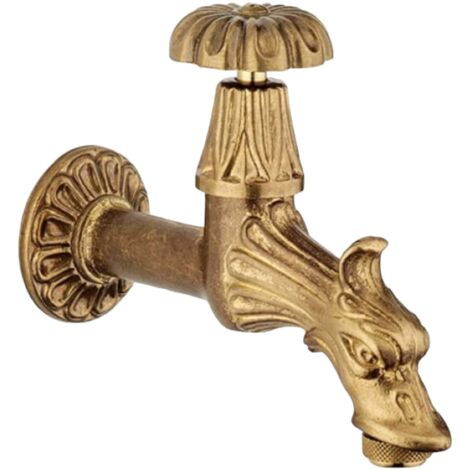 Bagnoclic – Robinet extérieur artistique à gueule de lion – Laiton – Raccordement standard 1/2 – Filetage plomberie pour installations durables