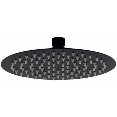 Pomme de douche ronde ultra-fine, noire mate et anti-calcaire