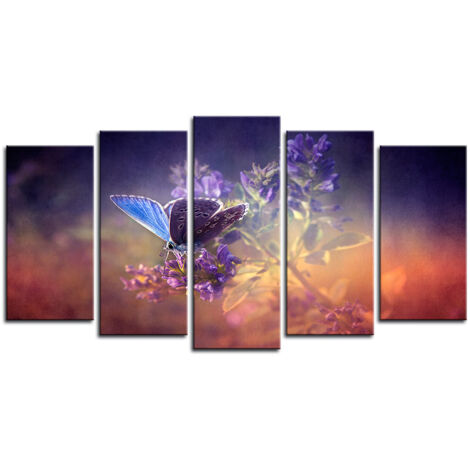 DECLINA, Tableau toile imprimée, animaux, Tableau décoratif papillon couleurs, 150x80 cm - 2