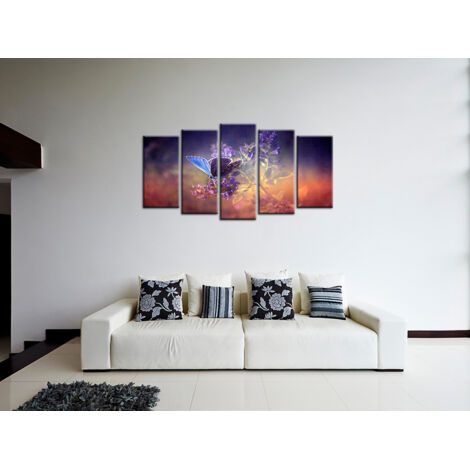 DECLINA, Tableau toile imprimée, animaux, Tableau décoratif papillon couleurs, 150x80 cm - 3