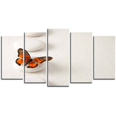 DECLINA, Tableau toile imprimée Zen, Tableau quintyque zen papillon, 150x80 cm - 2