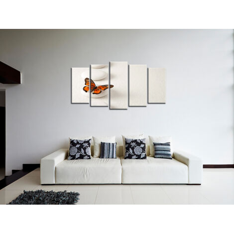 DECLINA, Tableau toile imprimée Zen, Tableau quintyque zen papillon, 150x80 cm - 3