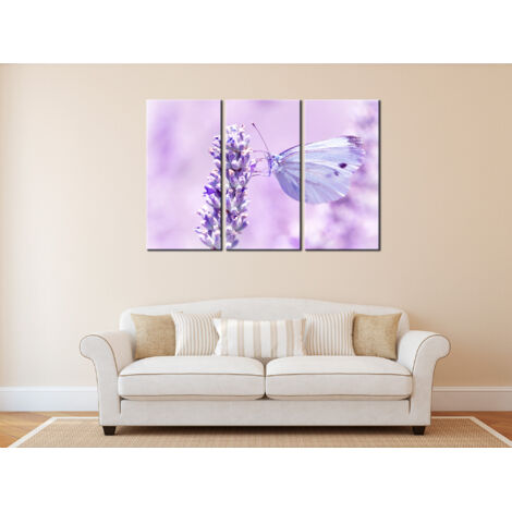 DECLINA, Tableau toile imprimée, animaux, Tableau décoratif papillon bleu, 90x60 cm - 3